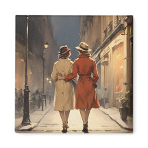 Caminata nocturna acogedora para una pareja lesbia