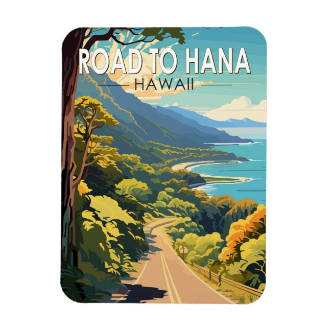Imán Camino a Hana Maui Hawaii Viaje de arte (Vertical)