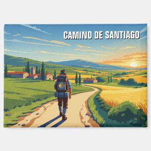 Imán Camino de Santiago Hiker Sunset
