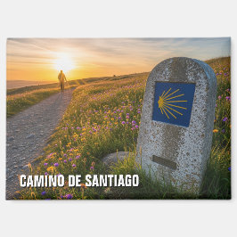 Imán Camino de Santiago Hiker Sunset