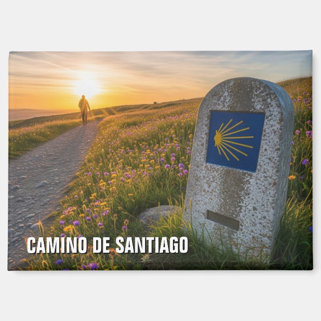 Imán Camino de Santiago Hiker Sunset (Anverso)