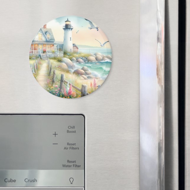 Imán Camino hacia la cabaña costera del faro (In situ (nevera))