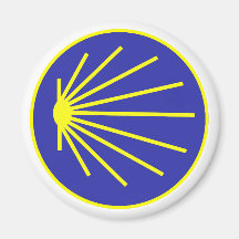 Camino peregrino St. James Scallop amarillo azul