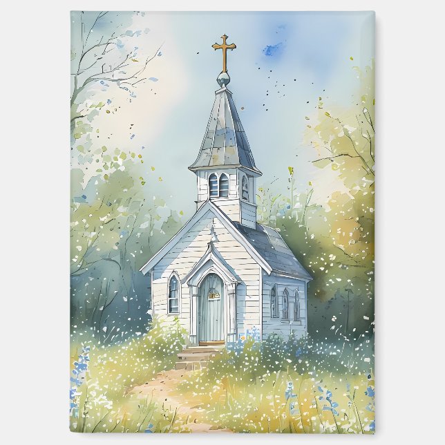 Imán Camino Rústico de Iglesia en Prado de Flores Silve (Anverso)