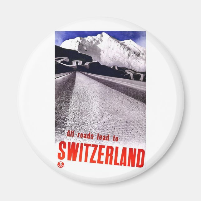 Imán Caminos de Suiza del vintage (Frente)