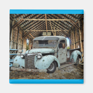 Imán Camión azul vintage Rustic Barn