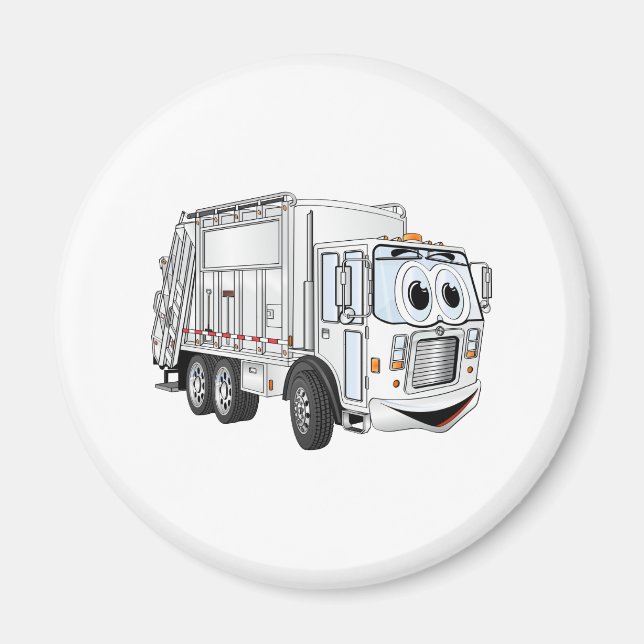 Imán Camión de basura Personalizado sonriente blanco (Frente)