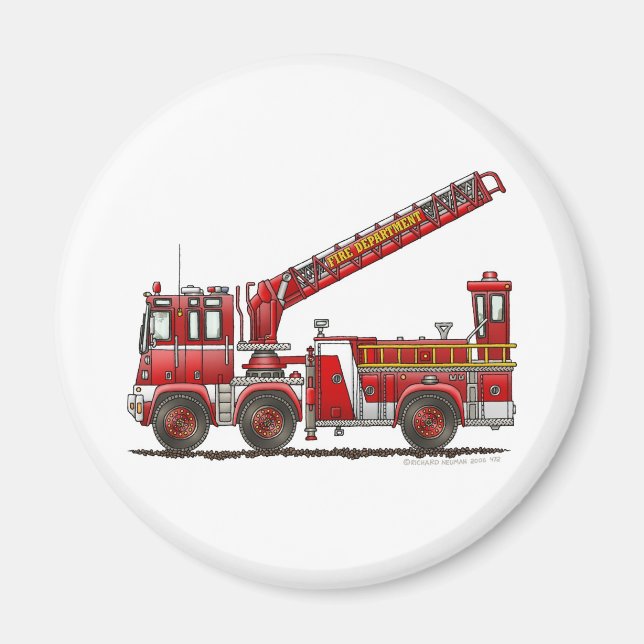 Imán Camión de bomberos de ganga y carga (Frente)