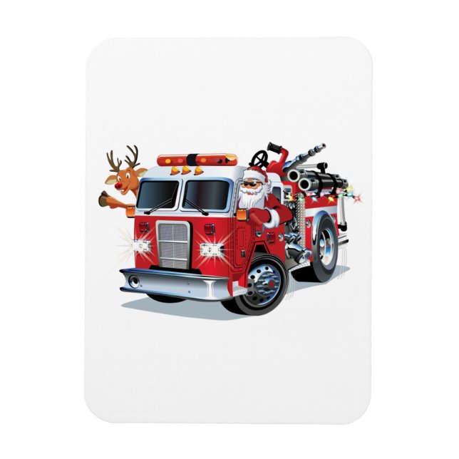 Imán Camión de bomberos de Navidades personalizados (Vertical)