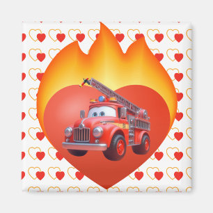 Imán Camión de bomberos lindo día de San Valentín