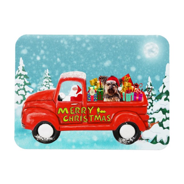 Imán Camión de entrega de Navidades de Perro Terrier de (Horizontal)