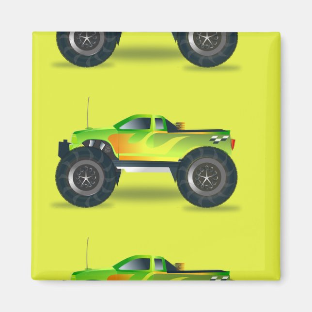 Imán Camión de monstruos en verde limón (Frente)