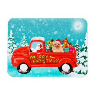 Imán Camión de reparto de Navidades de perro de Pomeran