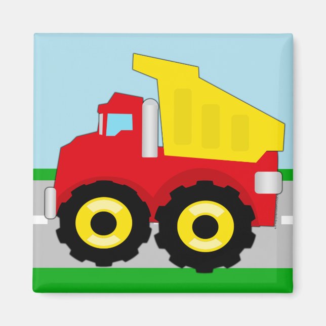 Imán Camión de vertederos de construcción para niños (Frente)