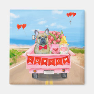 Imán Camión El día de San Valentín de Bulldog francés