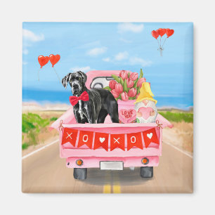 Imán Camión El día de San Valentín de Perro Grande Dane