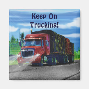 Imán Camión grande de carga roja para niños y camionero