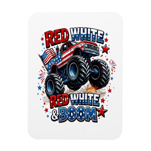Imán Camión Monstruo Red White Boom (Vertical)