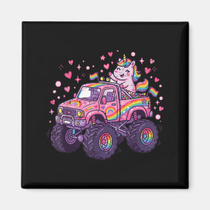 Imán Camión Monstruo Rosa Unicornio Lindo Carreras Niña