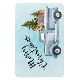 Imán Camión navidad con pinos y animales forestales