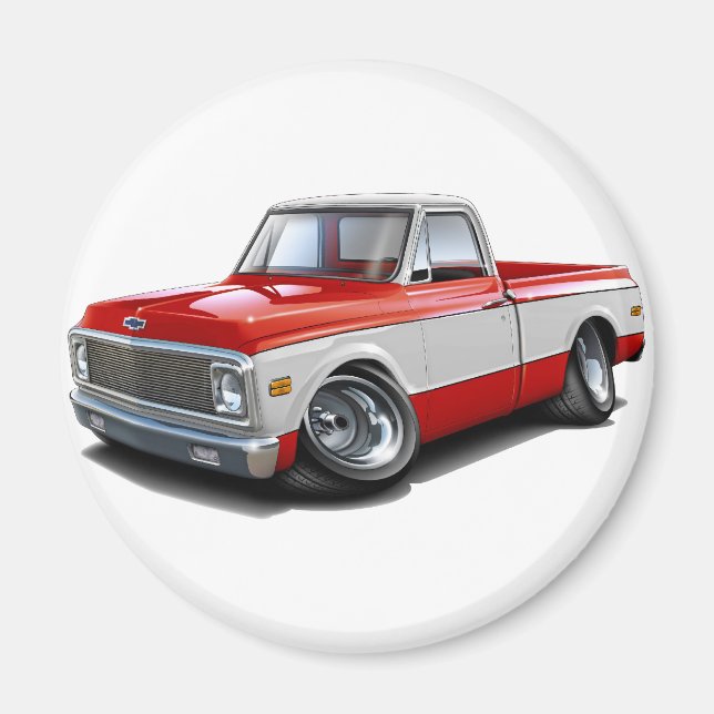 Imán Camión rojo-blanco Chevy C10 1970-72 (Frente)