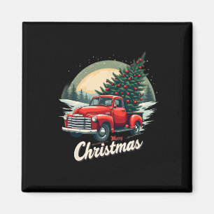 Imán Camión rojo de recogida Feliz Navidad Árbol de inv