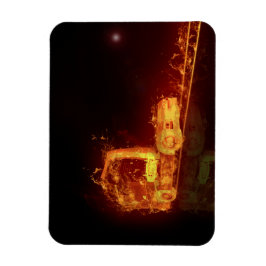 Imán Camión rojo quemándose en llamas