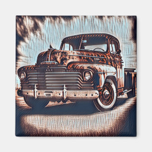 Imán Camión Rústico Grunge - Belleza Vintage