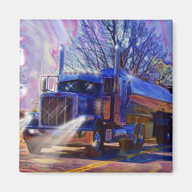 Imán Camionero Camión de transporte pesado (Frente)