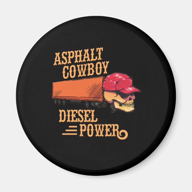 Imán Camionero Camionero Cajón Asfalto Cowboy Diesel P (Frente)