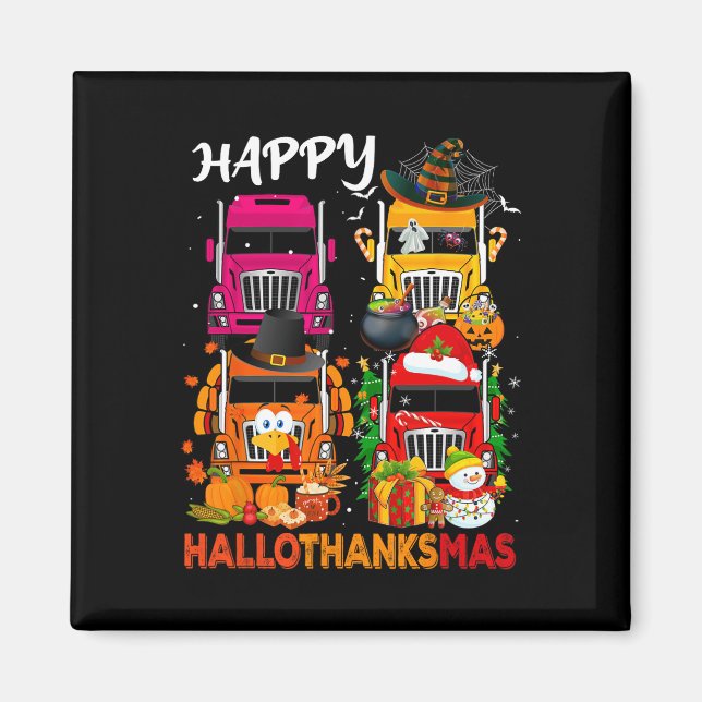 Imán Camioneros de la Bruja Turquía Santa Trucks Happy  (Frente)