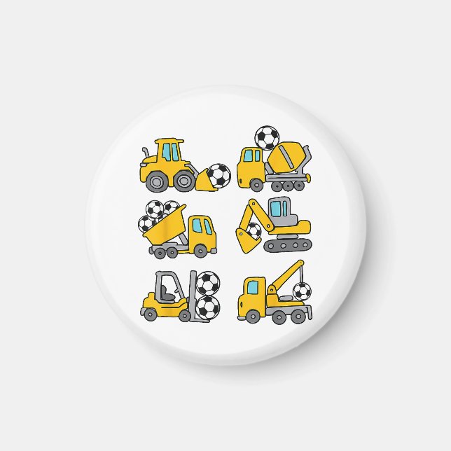 Imán Camiones de construcción de fútbol para niños de b (Frente)