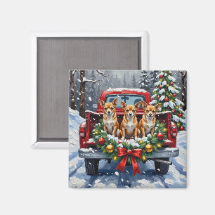 Imán Camioneta Roja de Navidad de Chihuahua Festejo
