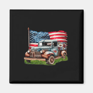 Imán Camioneta vieja bandera americana 4 de julio patri