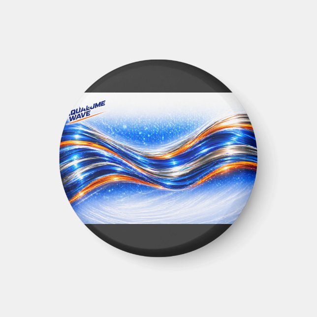 Imán Camisa Aqualume Wave – Flujo abstracto azul naranj (Frente)