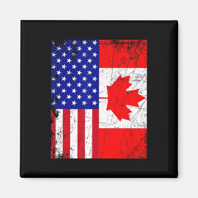 Imán Camisa Canadiense Estadounidense Bandera De Canadá (Frente)