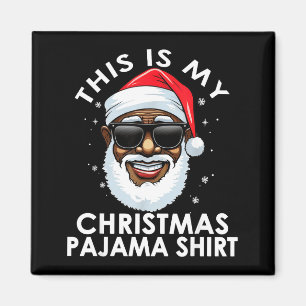 Imán Camisa de pijama de Navidad de Papá Noel afroameri