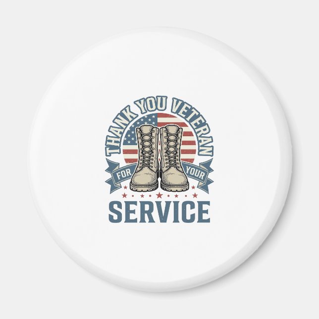 Imán Camisa de Servicio Botas Patrióticas para Veterano (Frente)