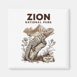 Imán Camisa Retro Zion National Park Lagarto de collar 