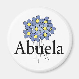 Imán Camiseta Abuela Flor Azul Bonita