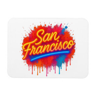 Imán Camiseta artística de San Francisco Neon Splash St