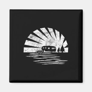 Imán Camiseta Atardecer Vintage Caravana Rv Vacaciones