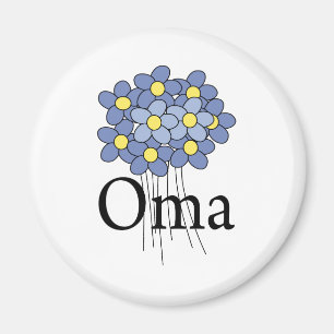 Imán Camiseta azul bonita de Oma de la flor