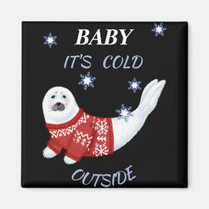 Imán Camiseta Bebé Adorable Está Hace Frío Afuera Foca