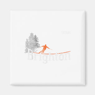 Imán Camiseta Brighton Utah Vintage Skiing T estilo año