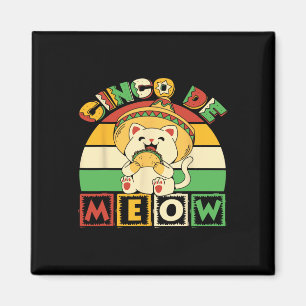 Imán Camiseta Cinco De Meow Con Gato Sonriente Taco Y S
