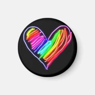 Imán Camiseta Corazón Arcoíris Neon Orgullo Amor LGBQT
