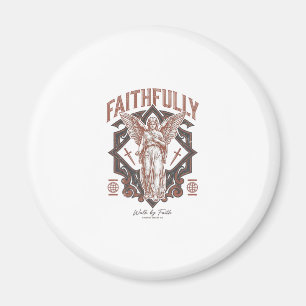 Imán Camiseta cristiana grabado vintage ángel fielmente