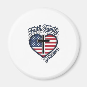 Imán Camiseta Cruz Patriótica Libertad Familia Fe Coraz