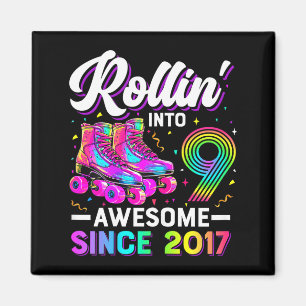 Imán Camiseta cumpleaños 9 niña nueve 9 años Roller Ska